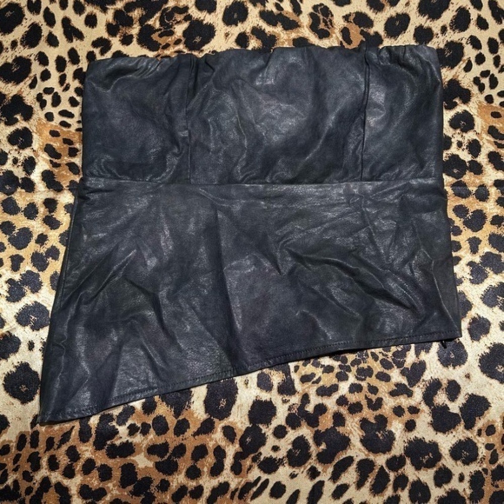 NWT Forever 21 Grey Faux Leather Asymmetrical Tube Top